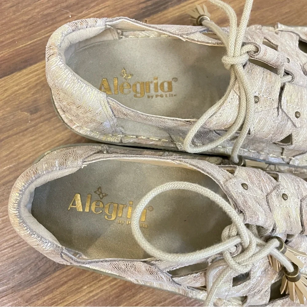 Alegría Sand Valerie Gladiator Lace Up Leather Sandals Size 39/9 - Picture 7 of 12